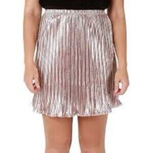 Dex Pink Metallic Pleated Skirt